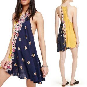 Revolve Free People Its A Cinch Slip Dress Floral Blue Yellow‎ Size Small Boho S